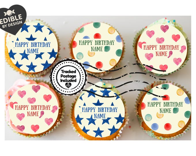 Personalised Inspired by Emma Bridgewater Cake Toppers: Edible Icing or Wafer, Stickers, Invites, Balloon and Party Pack