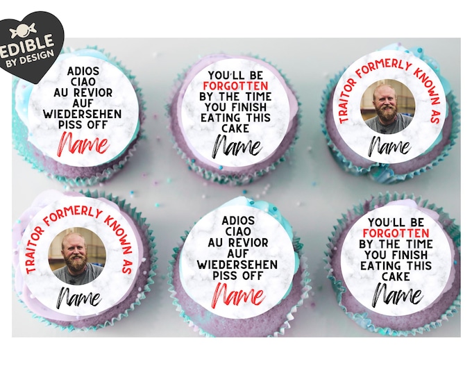 Funny Leaving Job New Job Cake Toppers Personalised with Name & Photo of your choice! Matching Foil Balloon option