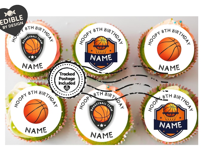 Basketball Personalised Birthday Cake Toppers Matching Stickers Foil Balloon Invitations and Party Pack
