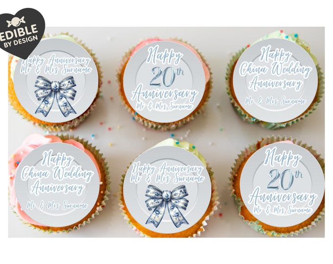 Wedding Anniversary Cake Toppers: Edible Circles 20, 30, 40, 45, 50, 55, 60 years Icing or Wafer