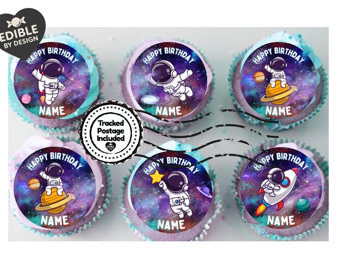 Space Astronaut Theme Birthday Cake Toppers matching Invitations Stickers Balloon Party Pack