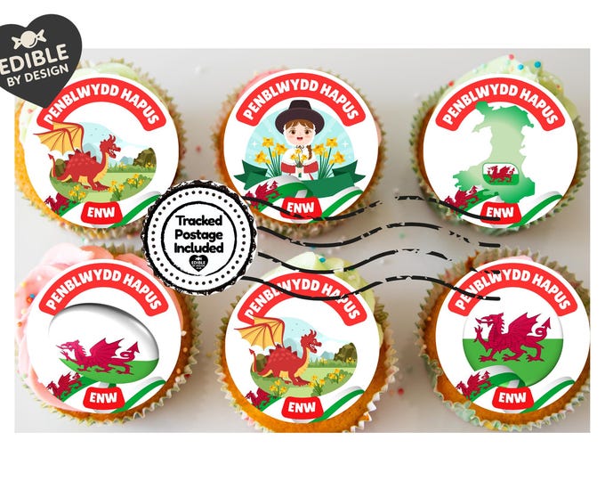Personalised Welsh Happy Birthday Penblwydd Hapus Cake Toppers: matching Invitations Stickers Balloon Party Pack