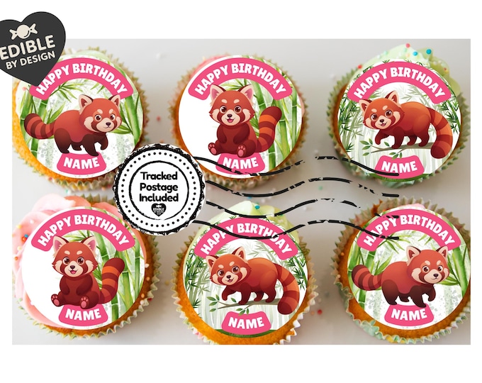 Red Panda Bamboo Theme Birthday Cake Toppers matching Invitations Stickers Balloon Party Pack