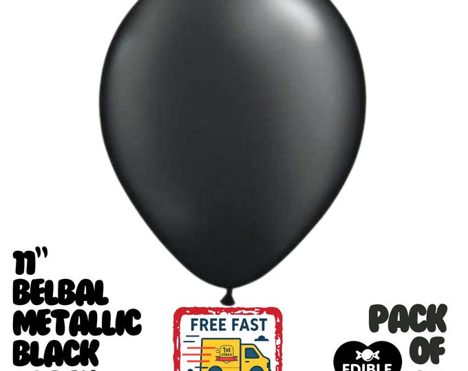 10 Pack Metallic Black Latex Balloons – 11" Helium Air Party Supplies