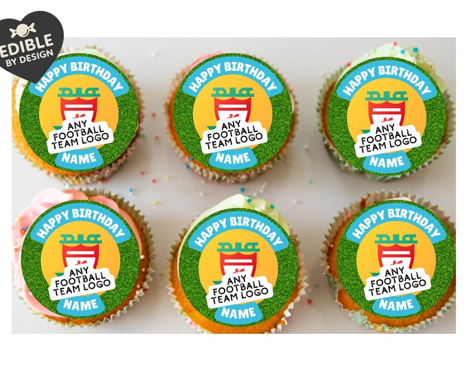 Any Football Team Logo Cake Toppers: Edible Icing or Wafer matching Invitations Stickers Balloon Party Pack