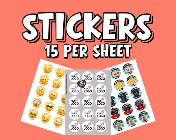 Custom Stickers - Your Logo or Matches Cupcake Toppers 51mm Avery Labels (15 per Sheet)