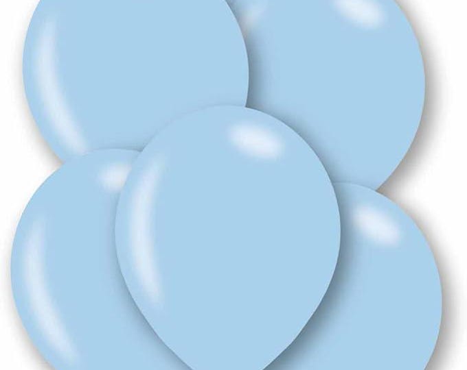 10 x Powder Baby Blue Latex Balloons - 11" high for Helium or Air - Amscan