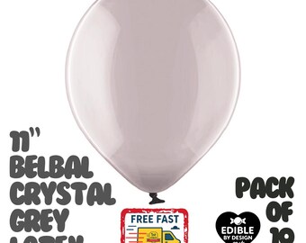 10 Pack Crystal Grey Latex Balloons – 11" Helium Air Party Supplies Belbal
