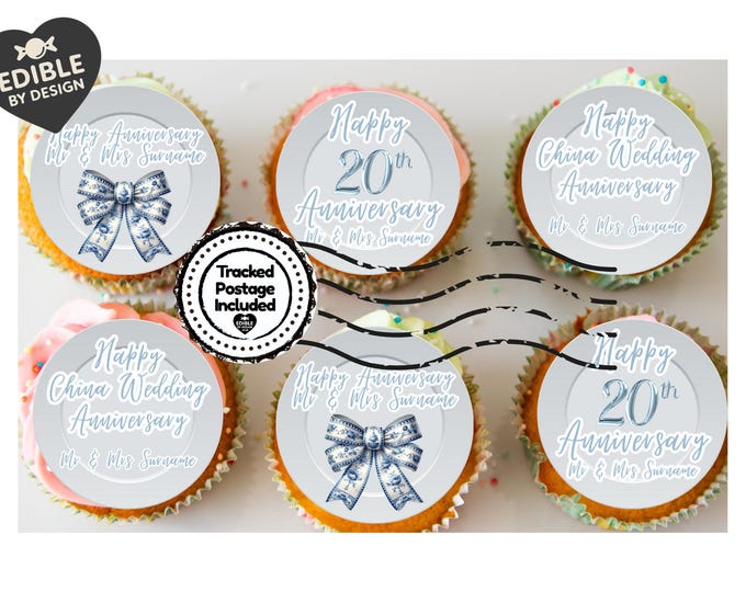 Wedding Anniversary Cake Toppers: Edible Circles 20, 30, 40, 45, 50, 55, 60 years Icing or Wafer