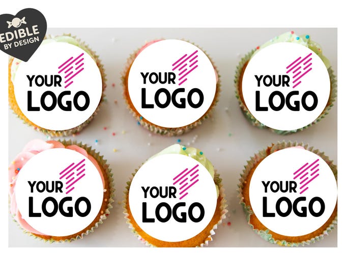 Logo Cupcake Toppers: Edible Image Circles for Corporate Events on Icing or Wafer