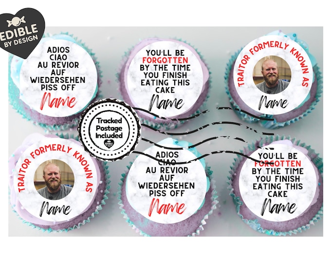 Funny Leaving Job New Job Cake Toppers Personalised with Name & Photo of your choice! Matching Foil Balloon option