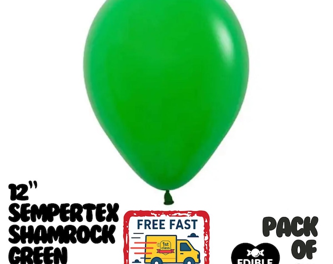 10 Pack Shamrock Green Latex Balloons – 12" Sempertex Helium Air Party Supplies