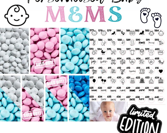 Baby Congratulations, Baby Shower, Baby Birthday Chocolate M&Ms personalised with edible ink your choice of image and text