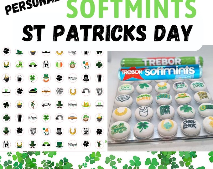 St Patricks Trebor Softmints personalised with choice of image, photo and text. Perfect Gift for Saint Patricks Day Celebrations 17th Mar
