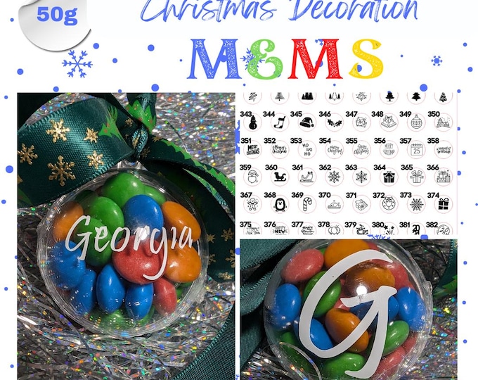 Christmas Bauble Chocolate M&Ms Personalised edible ink, your choice of image, photo or text Perfect Christmas Gift Decoration