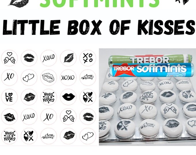 Little Box of Kisses Trebor Softmints Perfect Printed with various kiss designs Perfect romantic valentine gift present for lovers couples