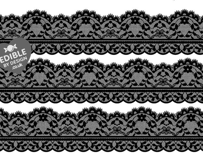 Lace Ribbon Border Edging for Cake: Edible Decoration on Icing Black Cream Red