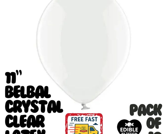 10 Pack Crystal Clear Latex Balloons – 11" Helium Air Party Supplies Belbal