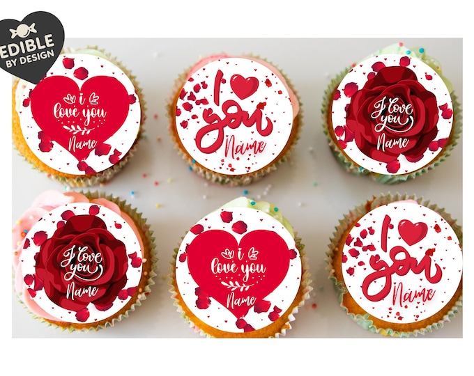 I Love You Valentines Red Rose Cake Toppers - matching Foil Balloon available