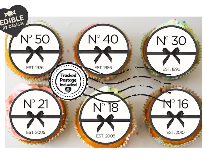Designer Birthday Year Cake Toppers Edible Images on Icing or Wafer: Stickers Invitations Balloon