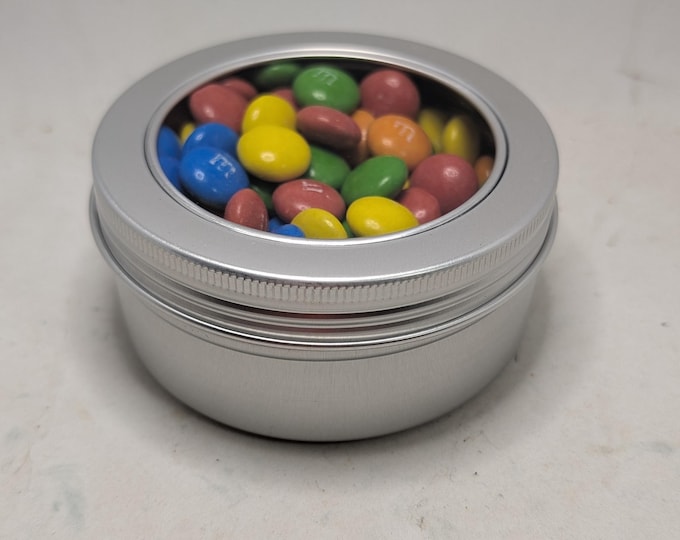 Round Tin M&Ms Chocolate Personalised with your choice of image, logo, photo and text Cute Gift Perfect Birthday, Anniversary, New Job