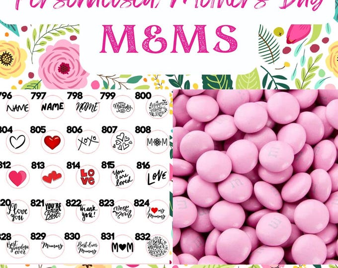 Mothers Day Chocolate M&Ms - Pink Coloured Gift Personalised with edible ink your choice of image, photo and text - Perfect Mothers Day Gift