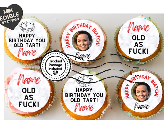 MATURE Funny Rude Birthday Cake Toppers Edible Circles in Icing or Wafer