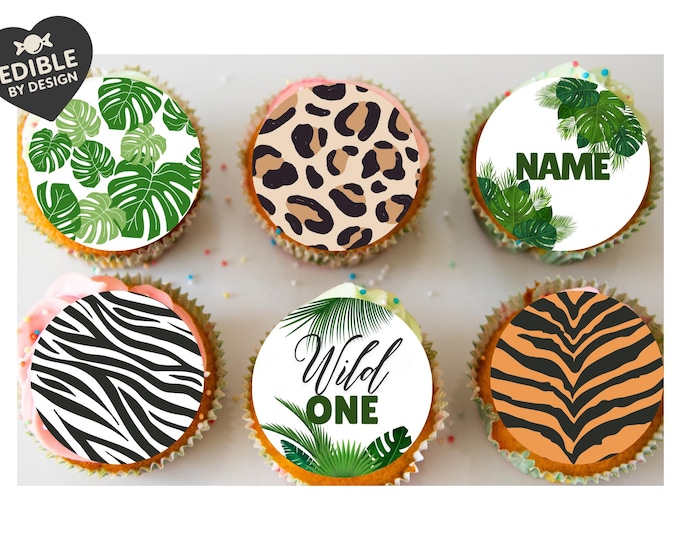 Wild One Jungle Theme Birthday Cake Toppers matching Invitations Stickers Balloon Party Pack