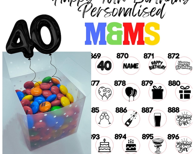 40th Birthday Chocolate M&Ms personalised with edible ink - your choice of image, logo, photo or text - Happy 40th Birthday