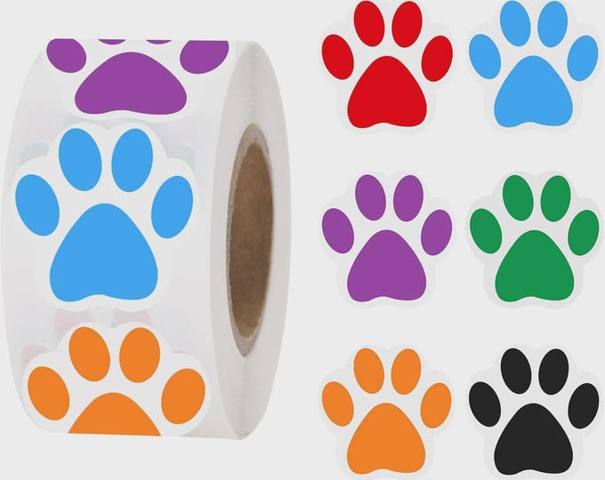 Paw Print Stickers - 480 2.5cm Multicolour