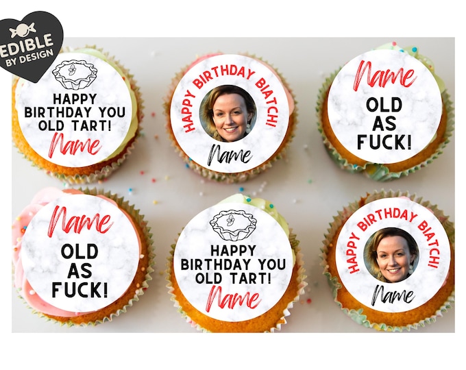 MATURE Funny Rude Birthday Cake Toppers Edible Circles in Icing or Wafer