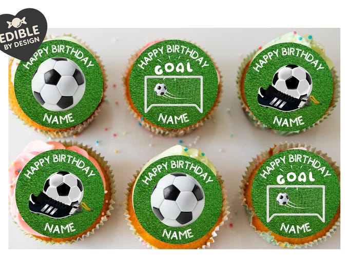 Football Theme Birthday Cake Toppers Personalised Name and Age Matching Stickers Balloon Invitations Pack