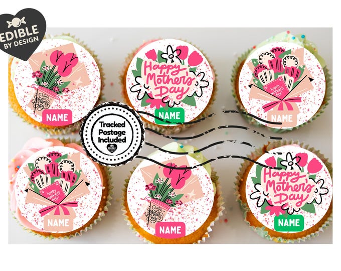 Mothers Day Flowers Personalised Cake Toppers matching Foil Balloon option