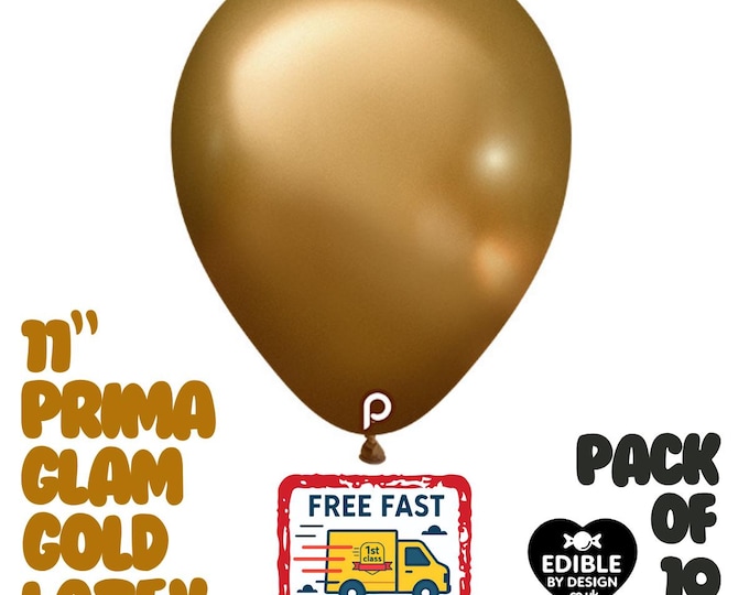 10 Pack Glam Gold Latex Balloons – 11" Helium Air Party Supplies