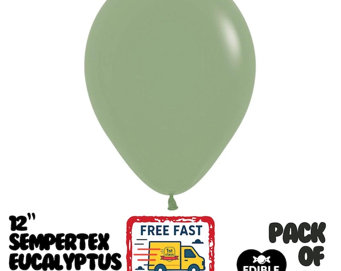 10 Pack Eucalyptus Green Latex Balloons – 12" Sempertex Helium Air Party Supplies