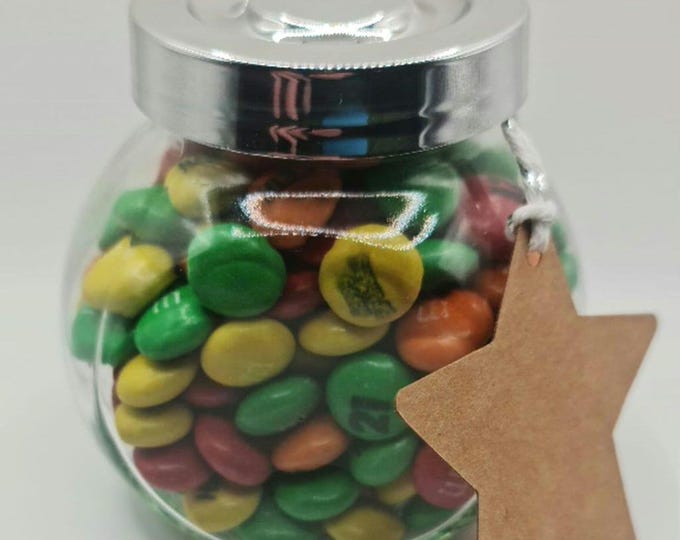 Chocolate M&Ms in IKEA Glass Jar Personalised with your choice of image, logo, photo and text - Perfect Birthday, Anniversary, New Job Gift