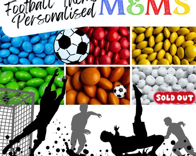 Football Theme Chocolate M&Ms personalised with edible ink your choice of image, logo, photo or text - for fans of Manchester, Liverpool etc
