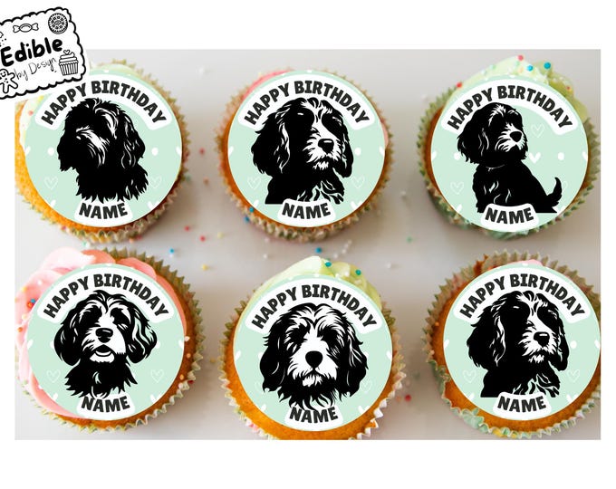 Cockerpoo Cupcake Toppers: Edible Image Circles on Icing or Wafer