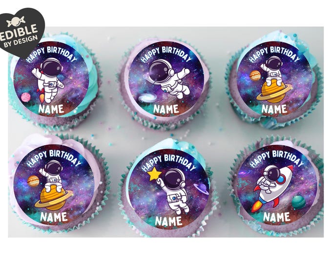 Space Astronaut Theme Birthday Cake Toppers matching Invitations Stickers Balloon Party Pack