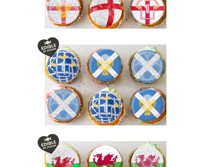Personalised England/Wales/Scotland Football Cake Toppers: Edible Cake Decorations in Icing or Wafer