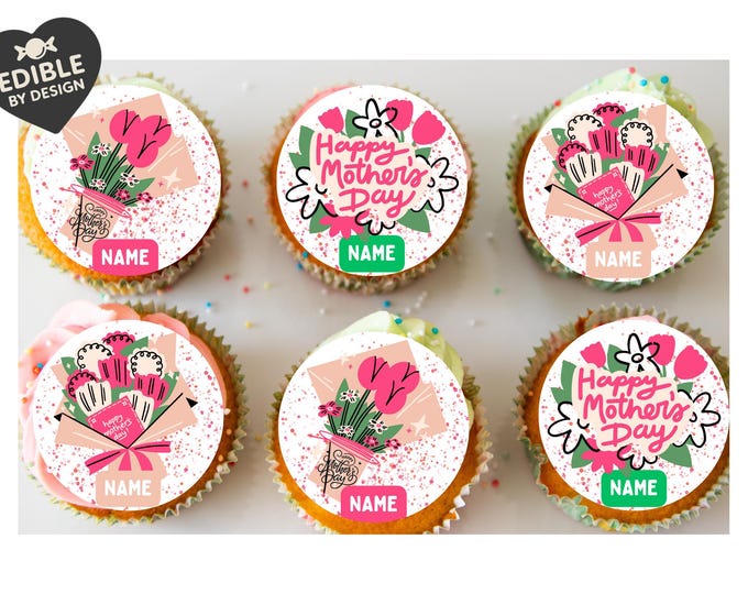 Mothers Day Flowers Personalised Cake Toppers matching Foil Balloon option