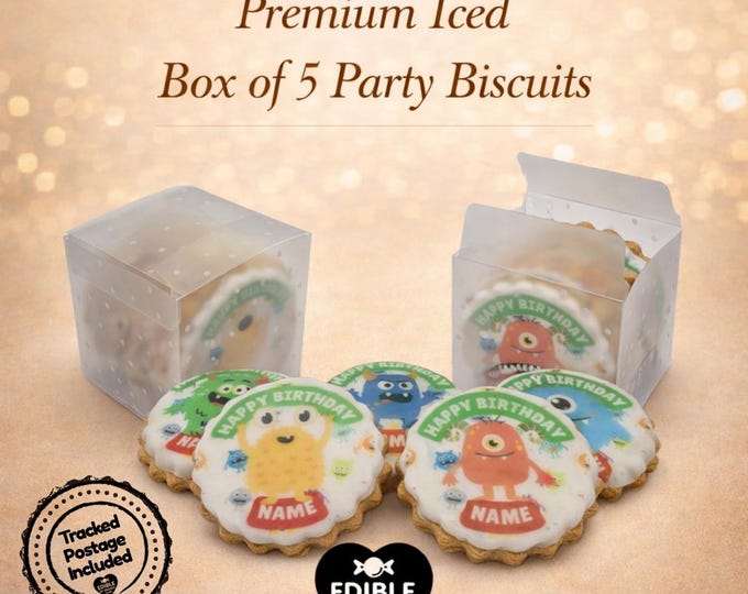 Box of 5 Personalised Iced All Butter Party Biscuits