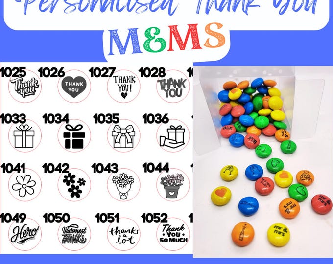 Thank You Gift Chocolate M&Ms personalised with edible ink - your choice of image, logo, photo or text - Perfect thanks present thankyou!