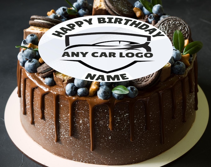 Any Car Logo Large Round Cake Topper: Edible Icing or Wafer