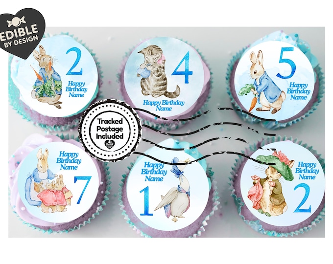 Beatrix Potter Age Birthday Personalised Cake Toppers matching Invitations Stickers Balloon Party Pack