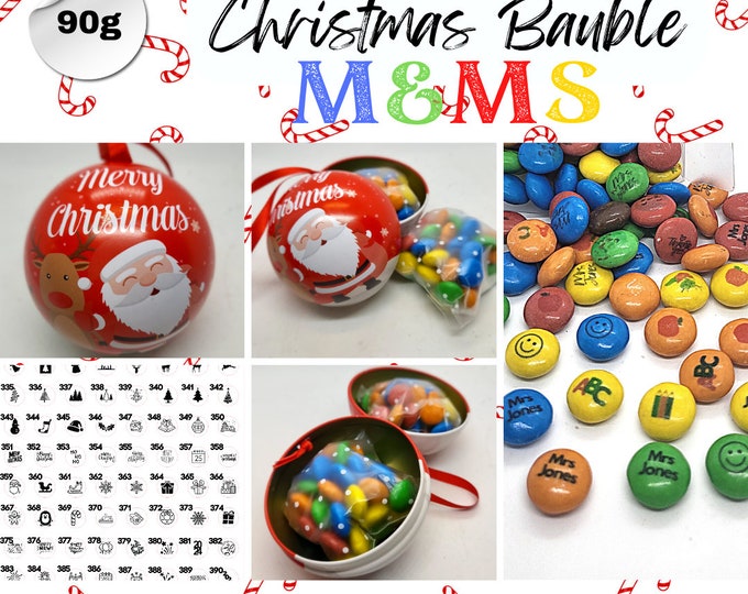 Christmas M&Ms Bauble Chocolate  - Personalised with edible ink, your choice of image, photo or text - Perfect Christmas Gift Decoration