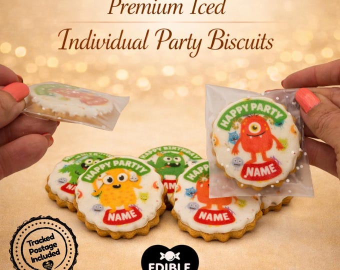 Personalised Iced All Butter Party Biscuits Individually Wrapped