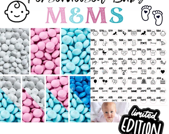 Baby Congratulations, Baby Shower, Baby Birthday Chocolate M&Ms personalised with edible ink your choice of image and text Perfect Gift