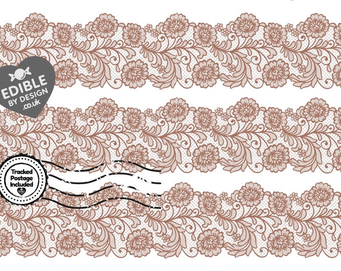 Lace Ribbon Border Edging for Cake: Edible Decoration on Icing Black Cream Red