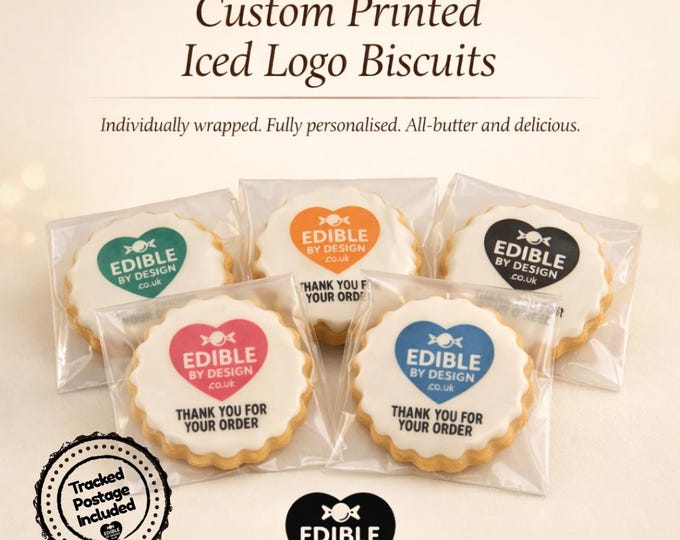 Personalised Iced All Butter Logo Biscuits Individually Wrapped